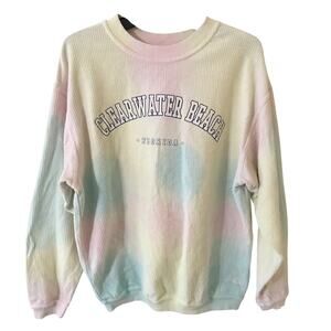 Clearwater Beach Florida Pastel Ribbed Pull Over Crewneck Sweatshirt